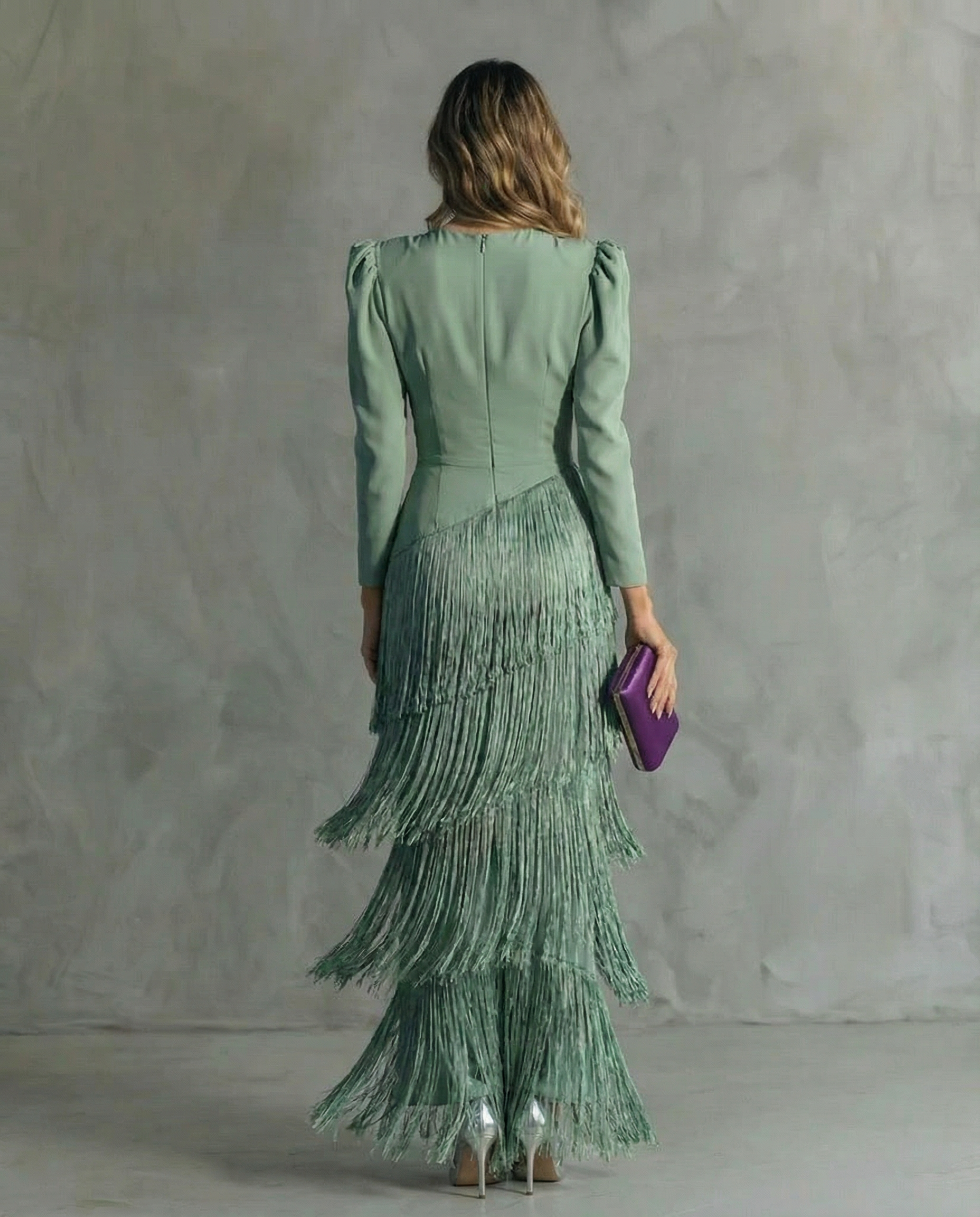 Isabella | Elegant Dress with Fringe Sleeves