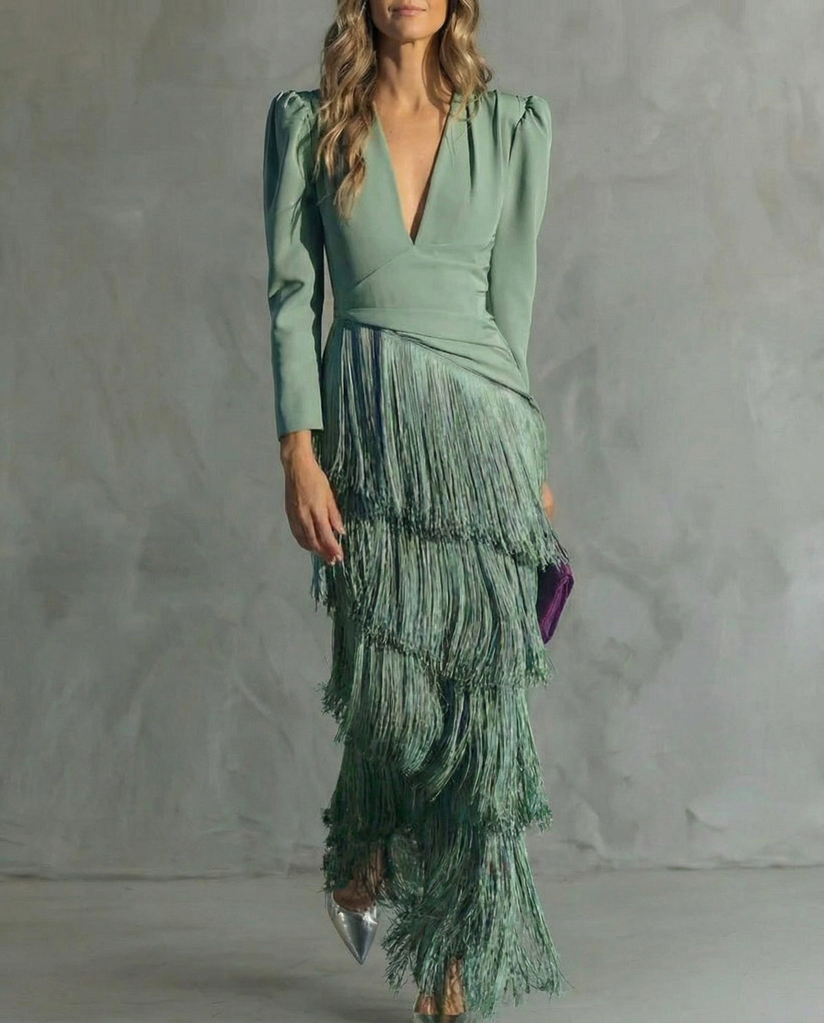 Isabella | Elegant Dress with Fringe Sleeves