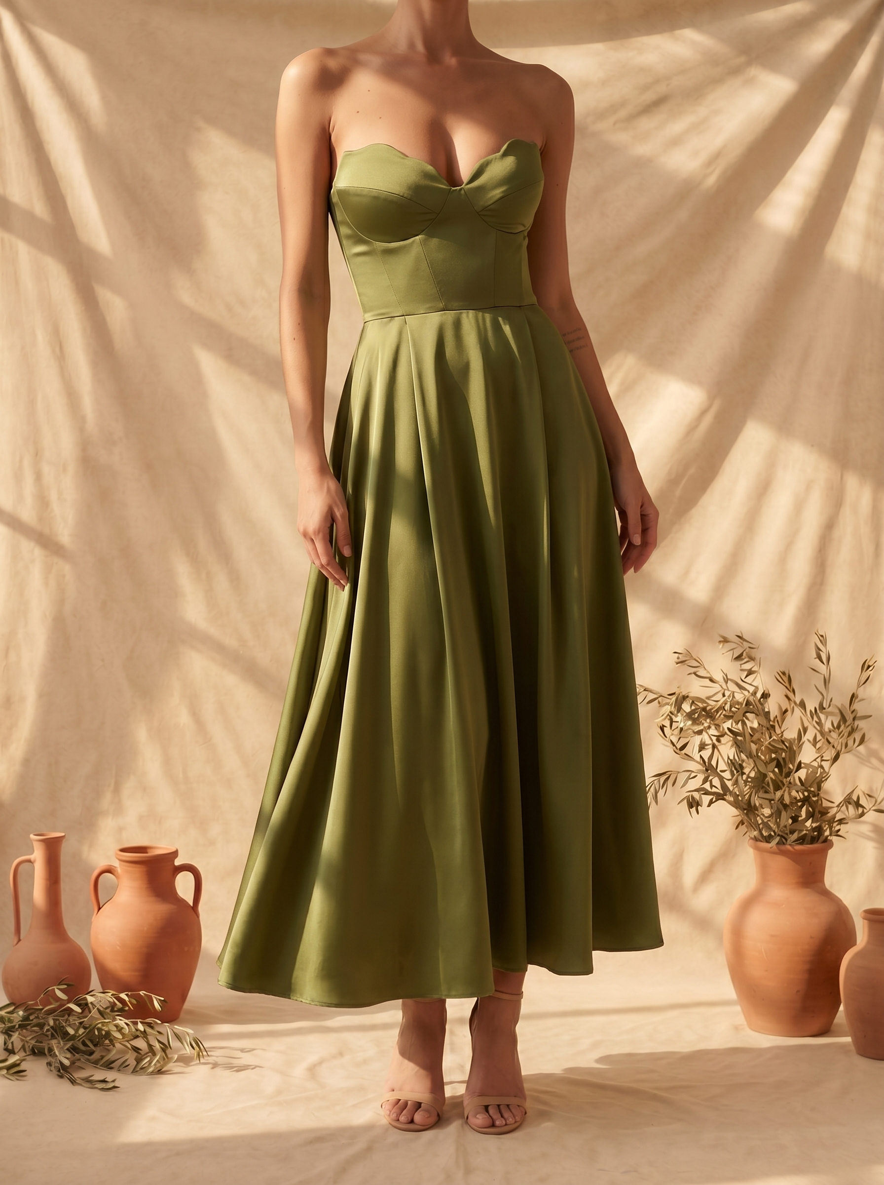 Zara | Elegant Strapless Midi Dress