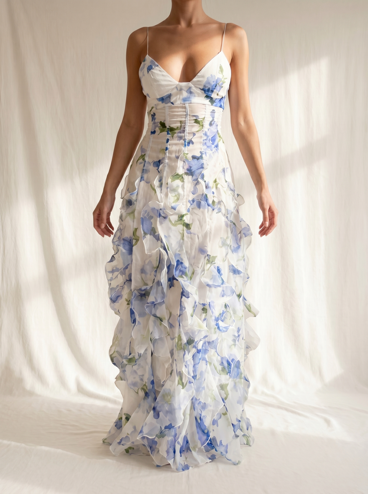 Isla | Midi Floral Dress with Ruffles