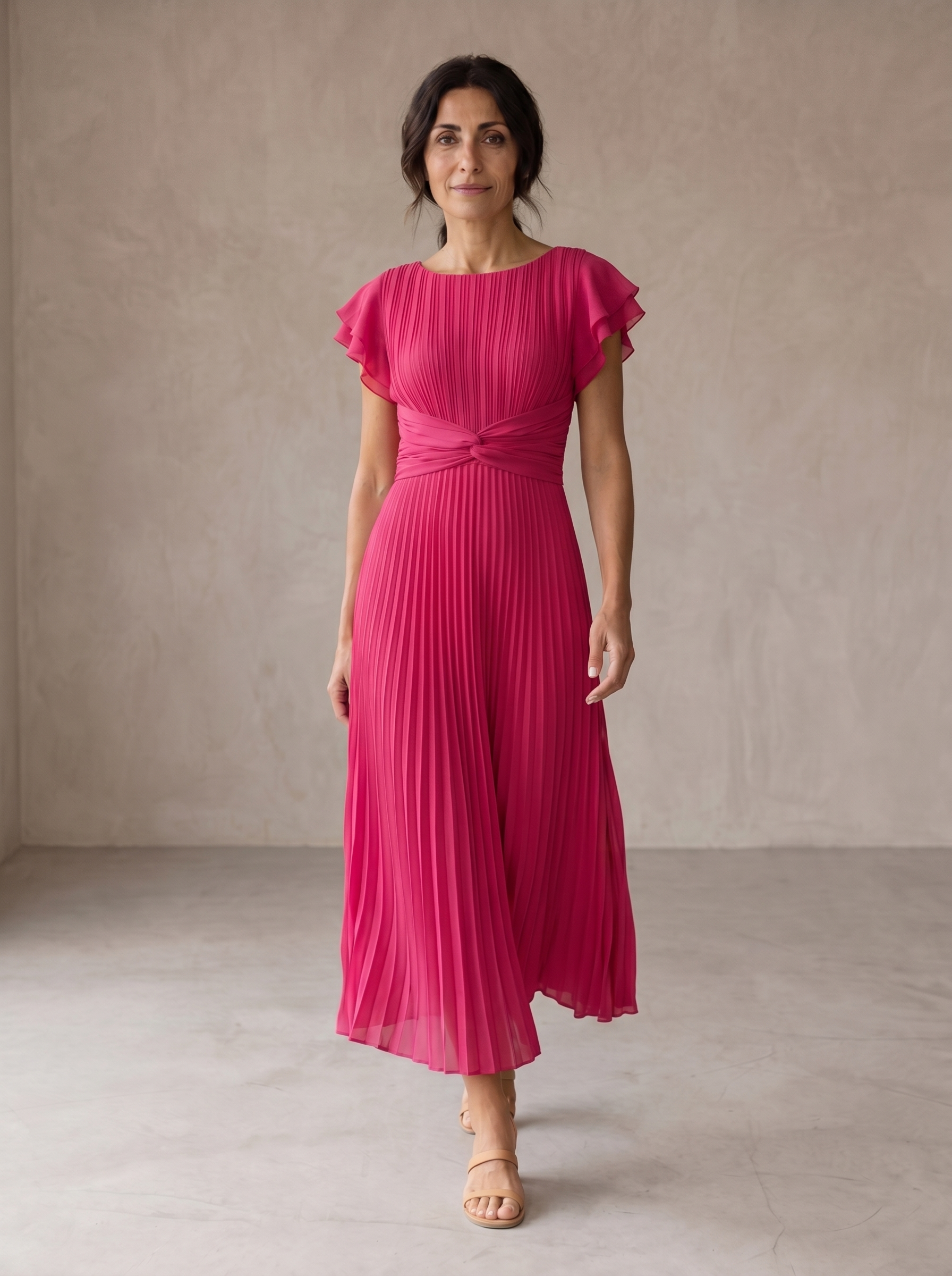 Isadora | Elegant Pleated Maxi Dress with Tied Waist