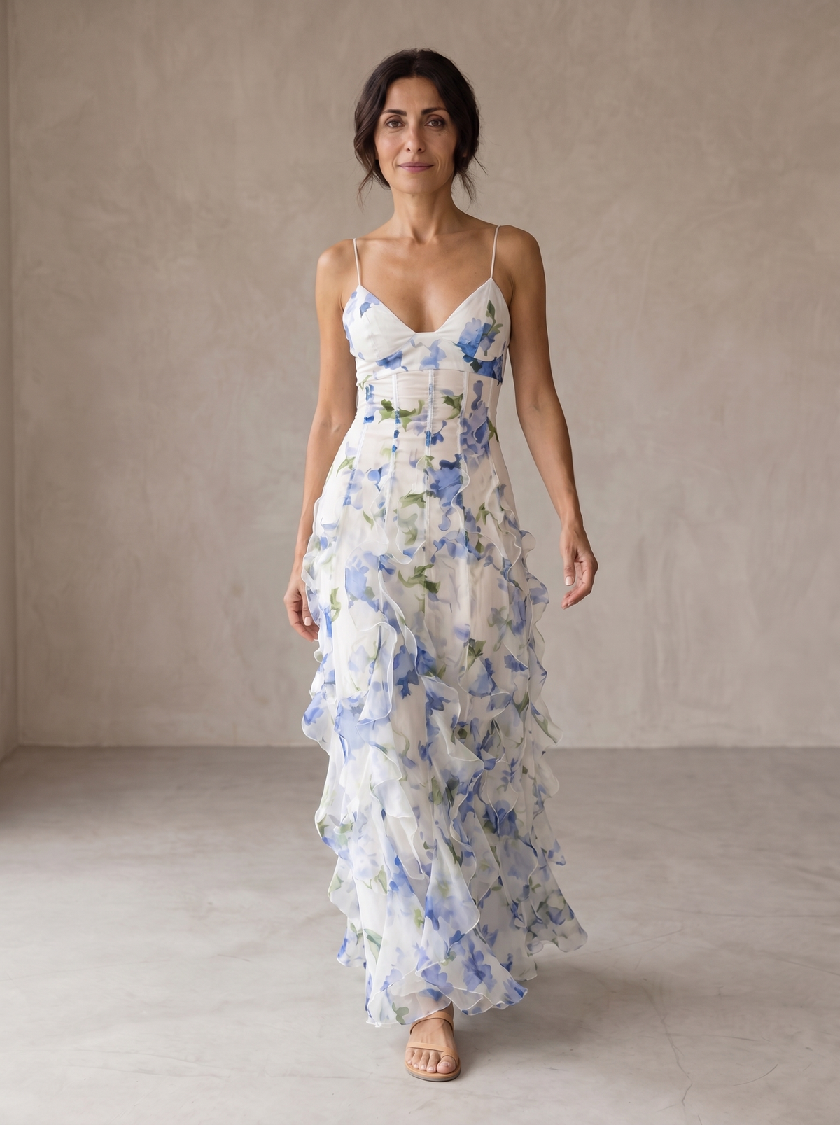 Isla | Midi Floral Dress with Ruffles