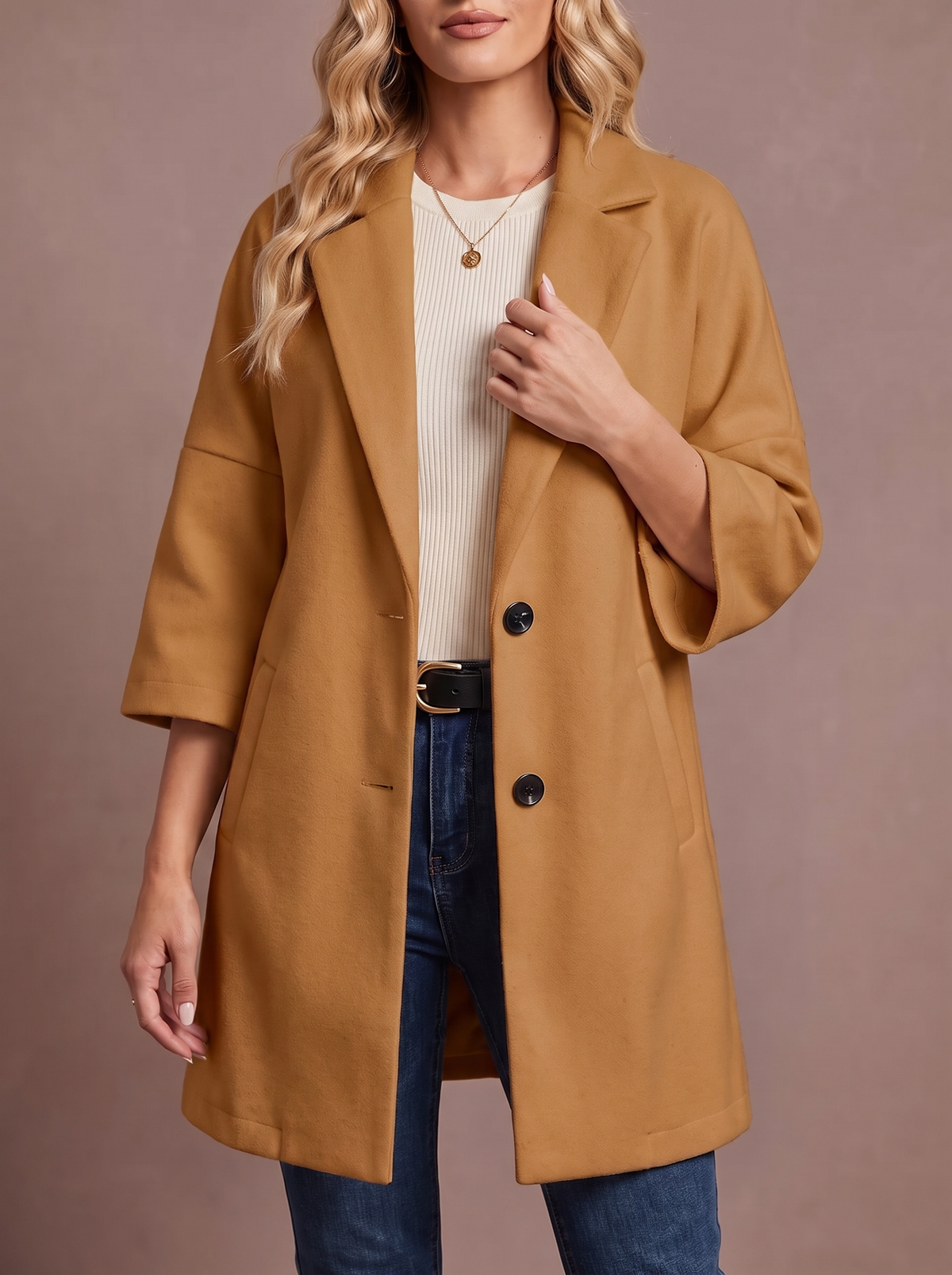 Adeline Elegant Coat - Khaki