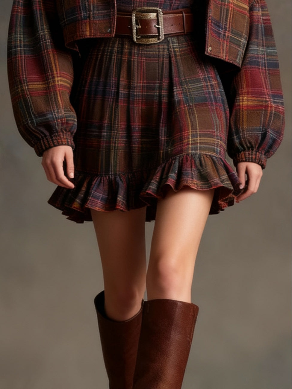 Vintage Striped Velvet Mini Dress with Oversized Jacket (Includes belt)