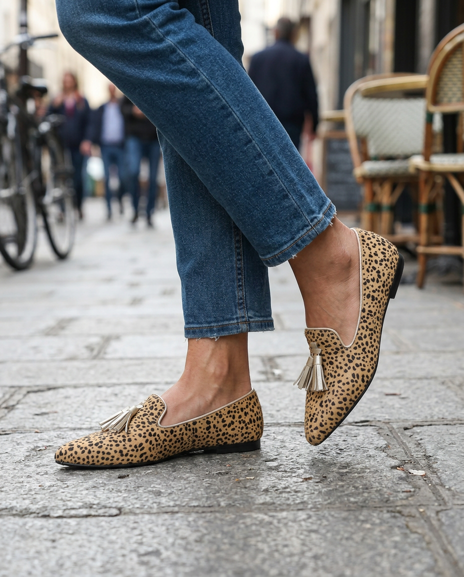 Ginevra Loafers — Cheetah Print, Gold Tassels