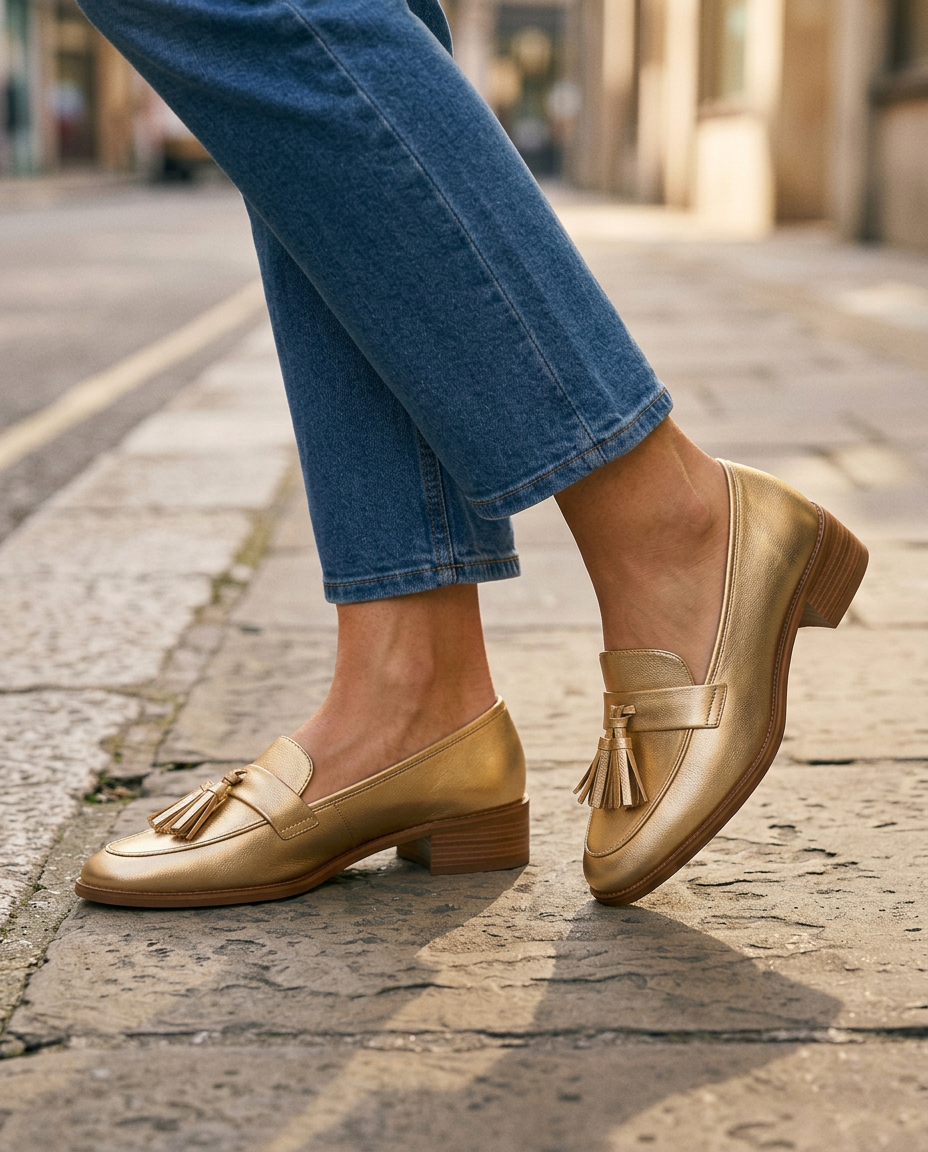 Dorotea Loafers — Gold with Tassels