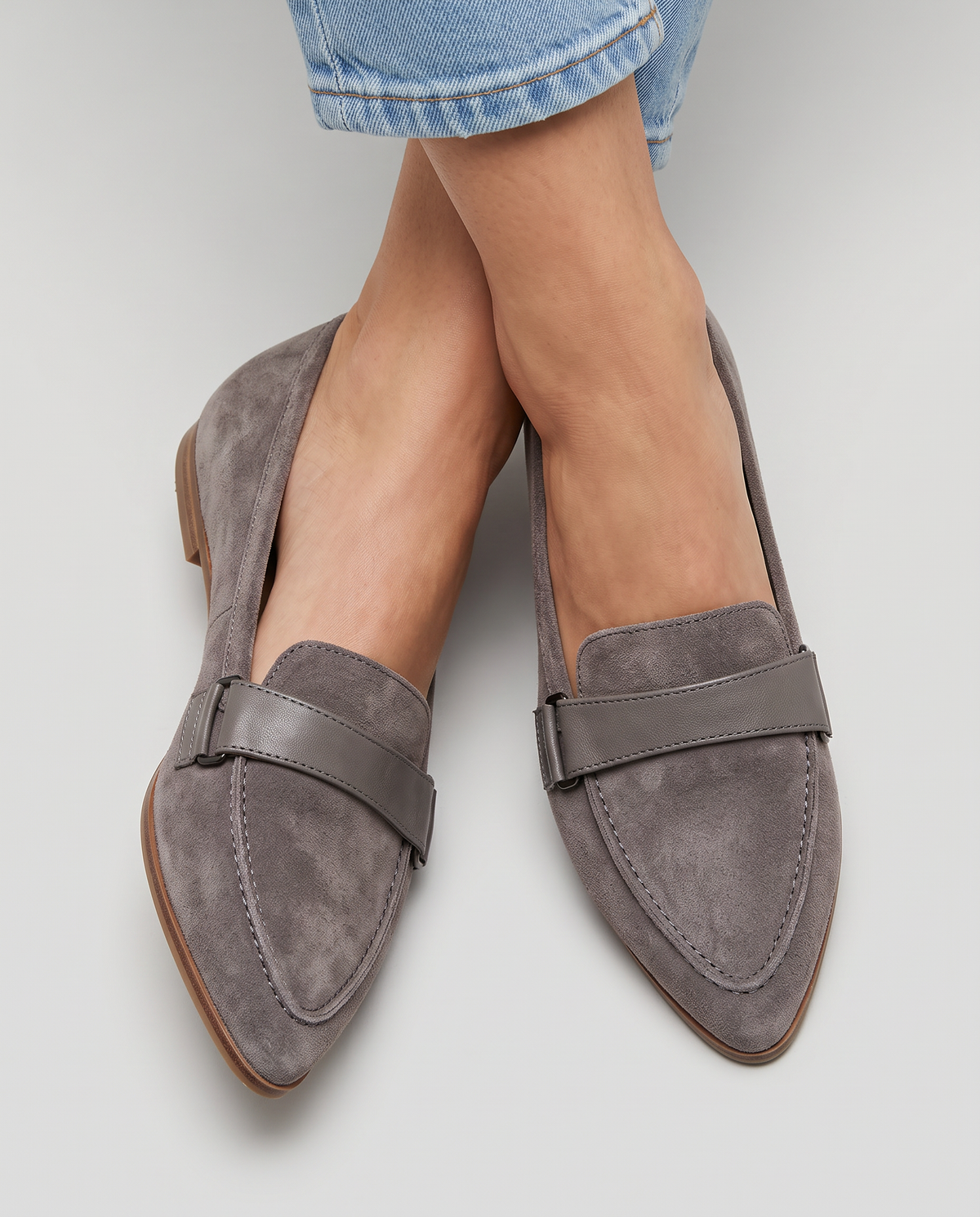 Pointed Loafer with Vamp Strap