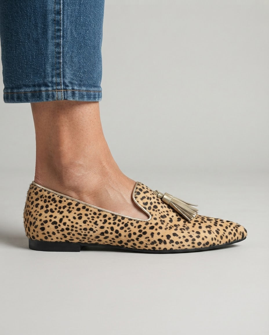 Ginevra Loafers — Cheetah Print, Gold Tassels