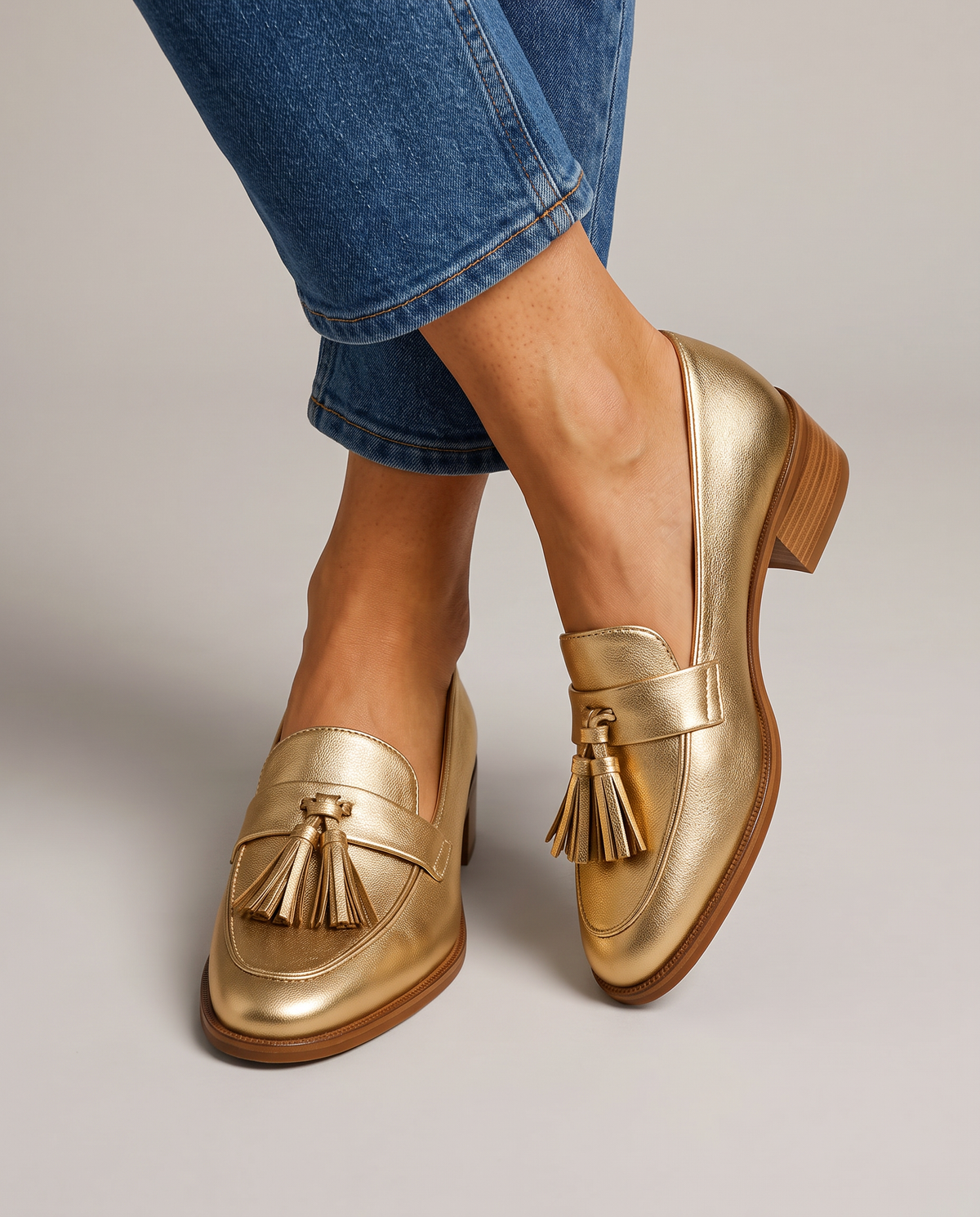 Dorotea Loafers — Gold with Tassels