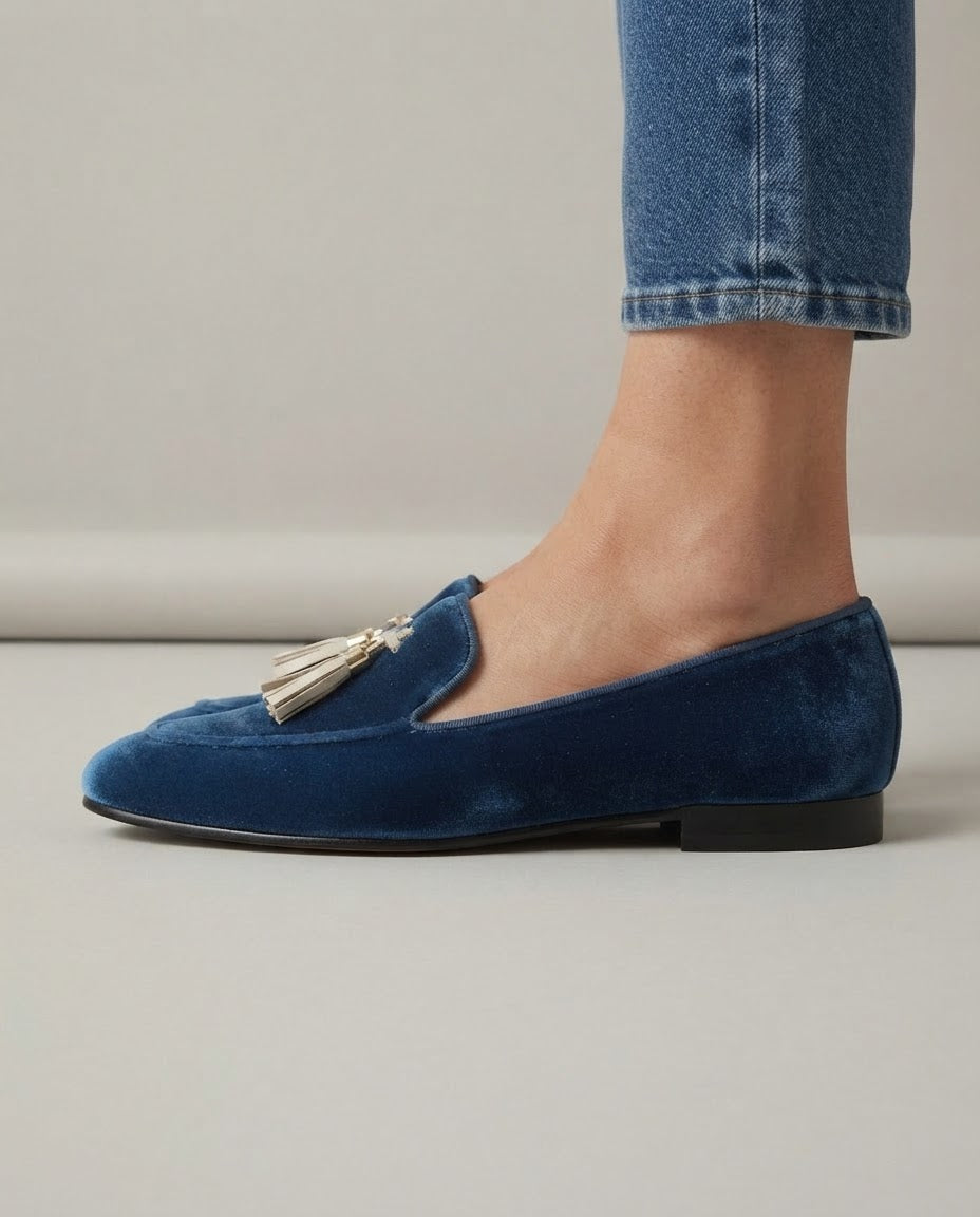 Vittoria Loafers — Blue Velvet