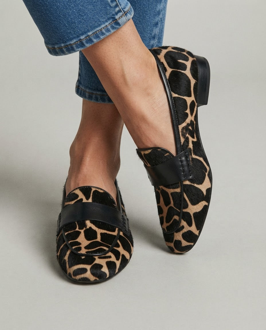 Giulia Loafers — Apricot Giraffe Print