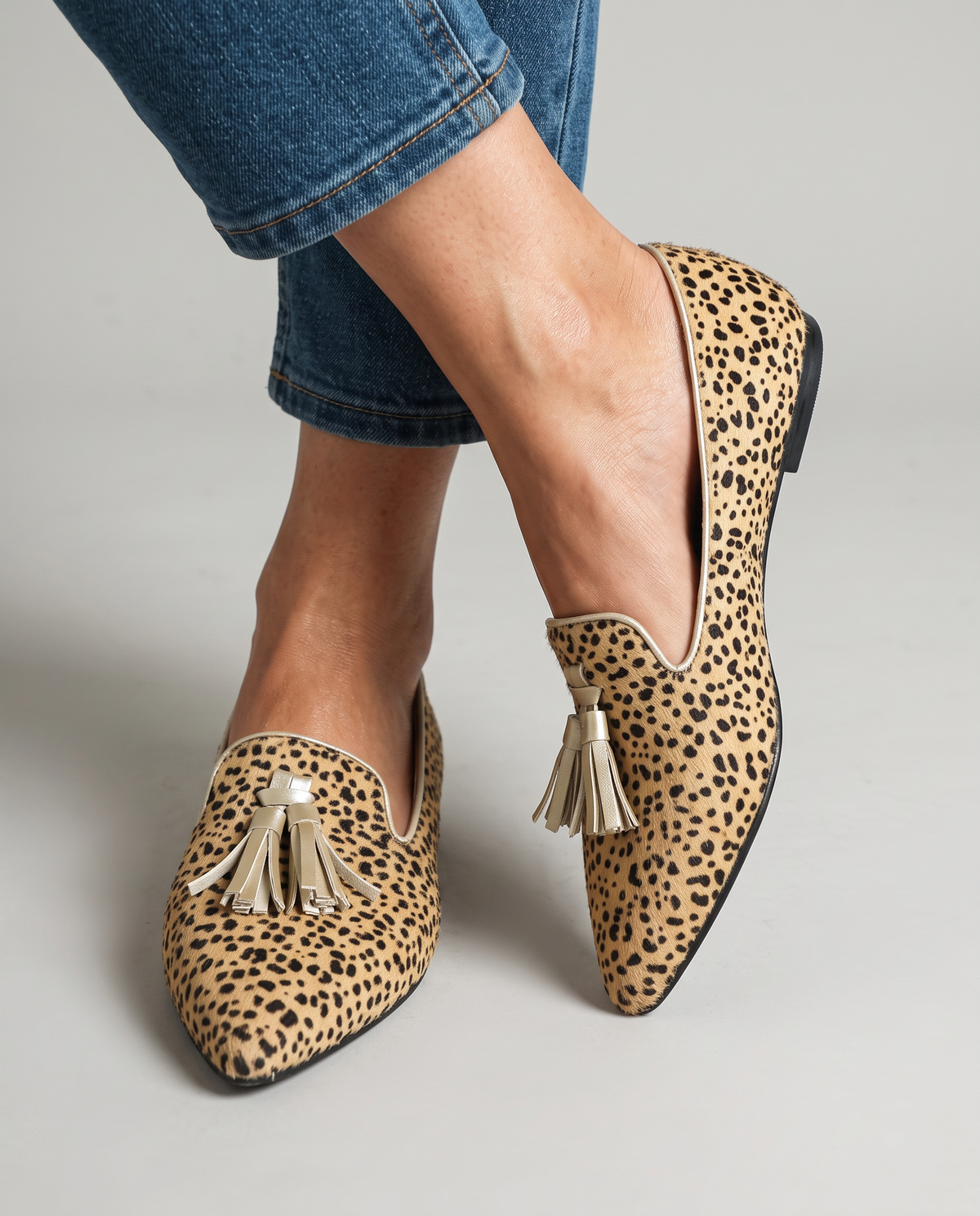 Ginevra Loafers — Cheetah Print, Gold Tassels