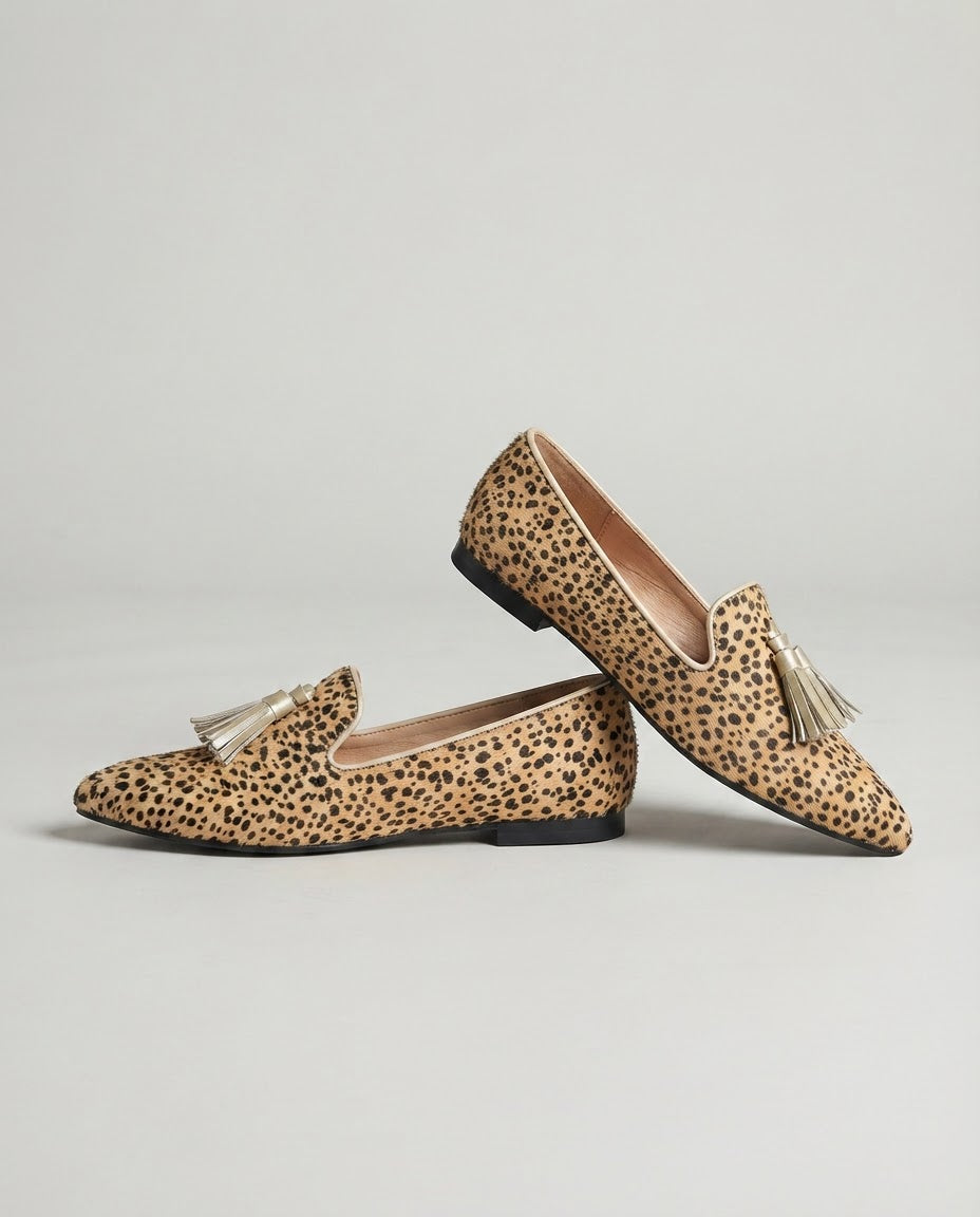 Ginevra Loafers — Cheetah Print, Gold Tassels