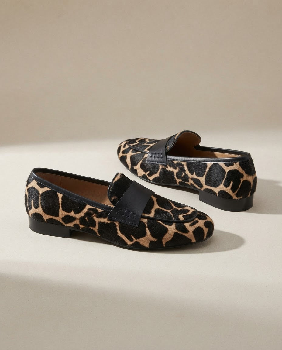 Giulia Loafers — Apricot Giraffe Print