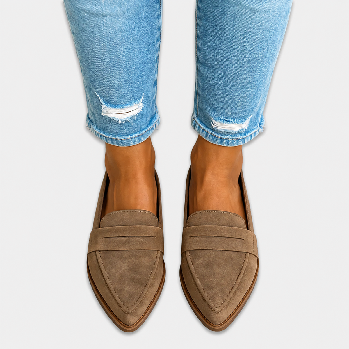 Irene Loafers — Pointed-Toe, Suede-Effect