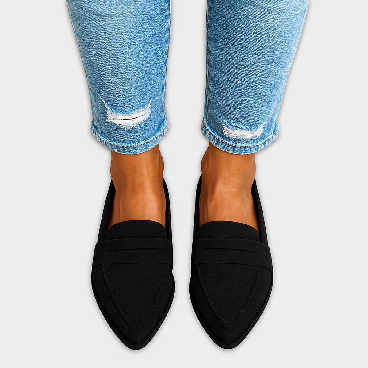 Irene Loafers — Pointed-Toe, Suede-Effect