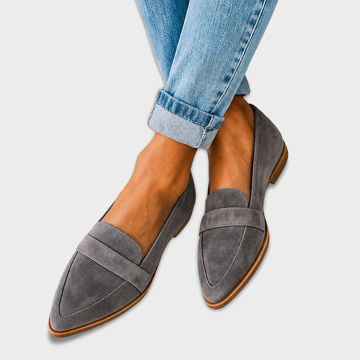Irene Loafers — Pointed-Toe, Suede-Effect