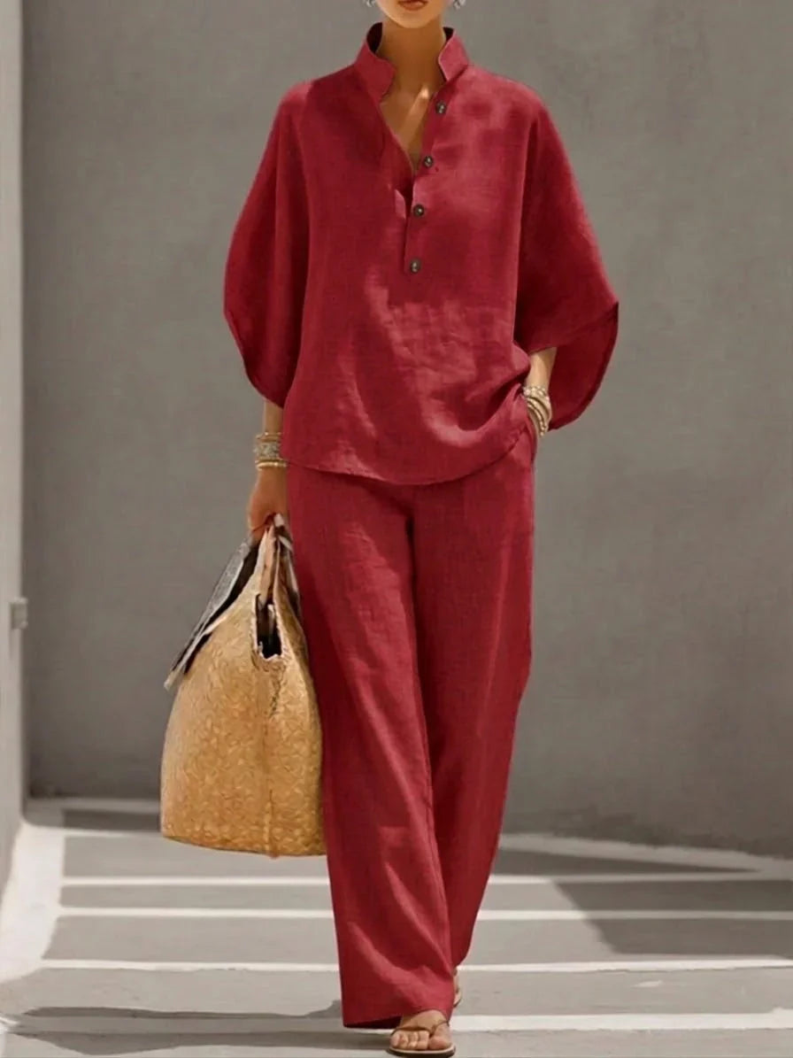 Noelle | Relaxed Button Two-Piece Set