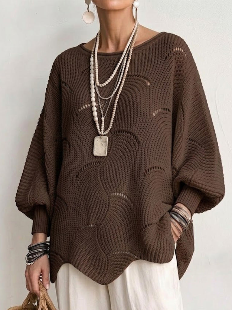 Mia | Wave Pattern Lantern Sleeve Top