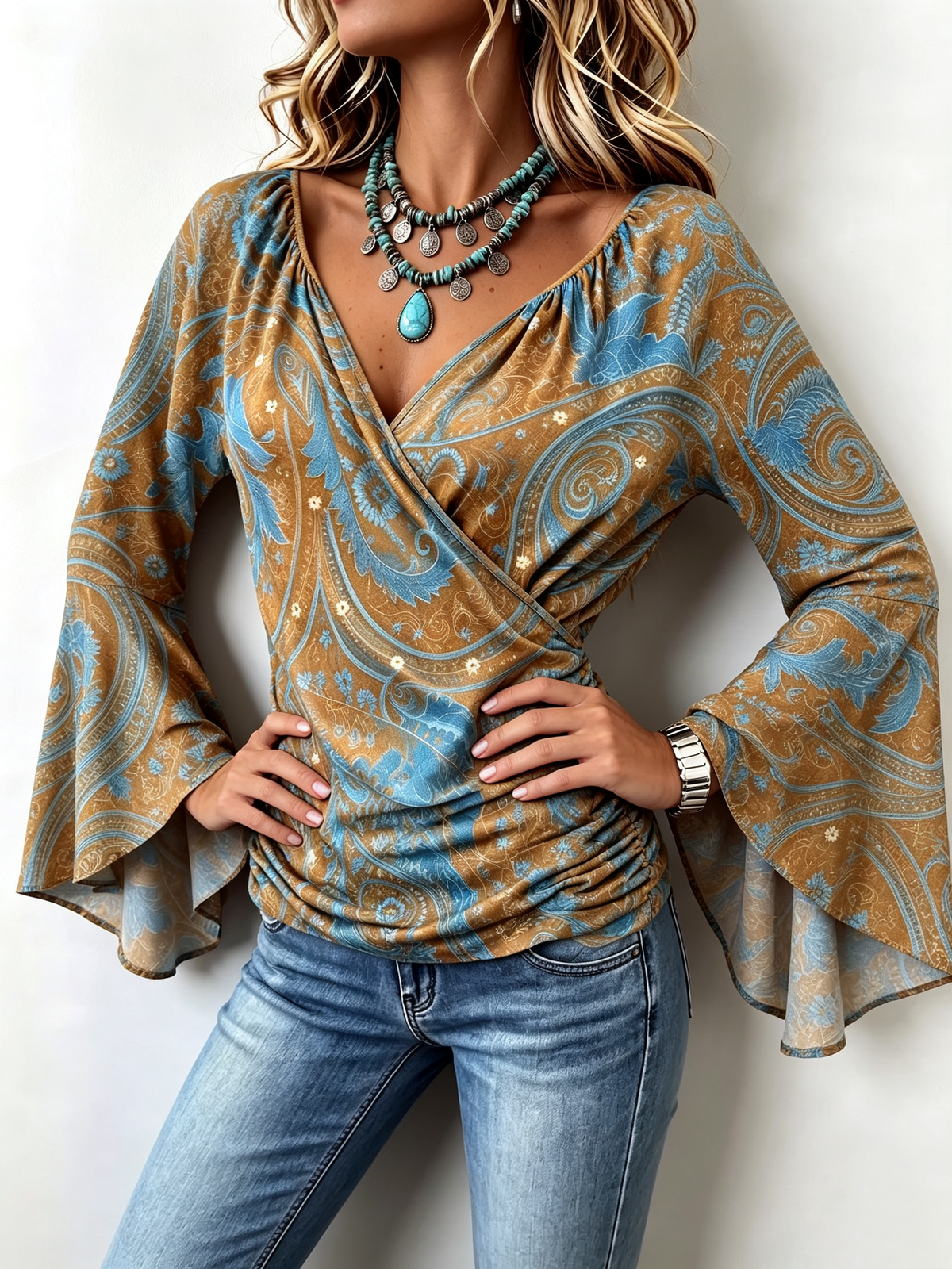 Ava | Bohemian Casual Bell Sleeves Blouse