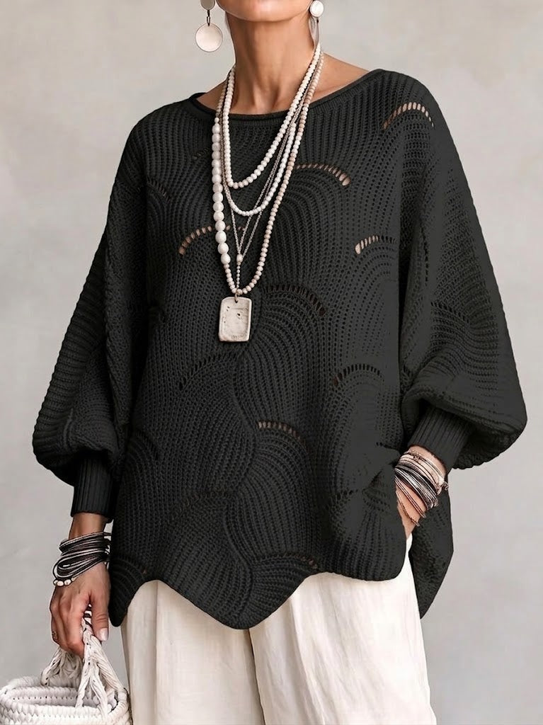 Mia | Wave Pattern Lantern Sleeve Top