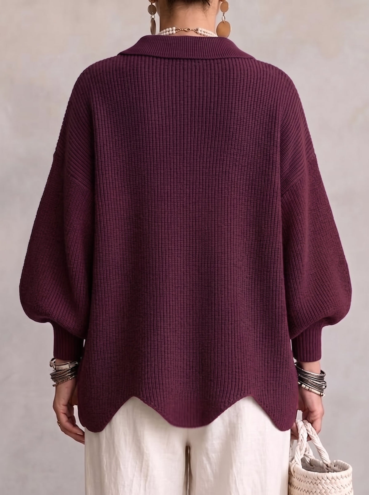 Avery™ | Oversized Collared Knit Cardigan With Large Metal Buttons