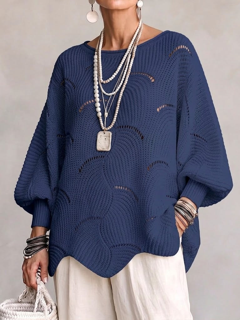 Mia | Wave Pattern Lantern Sleeve Top