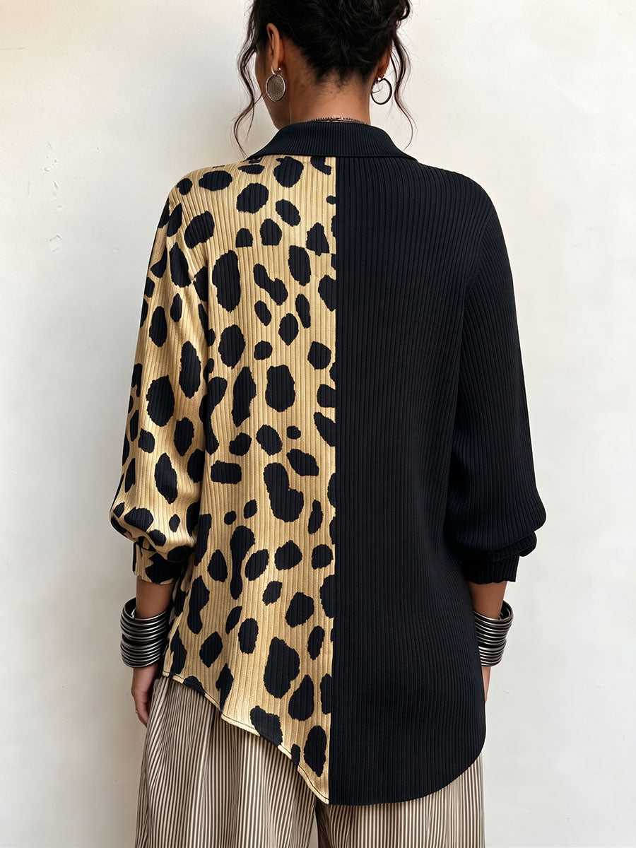 Mila | Bold Leopard Color-block Asymmetric Sweater