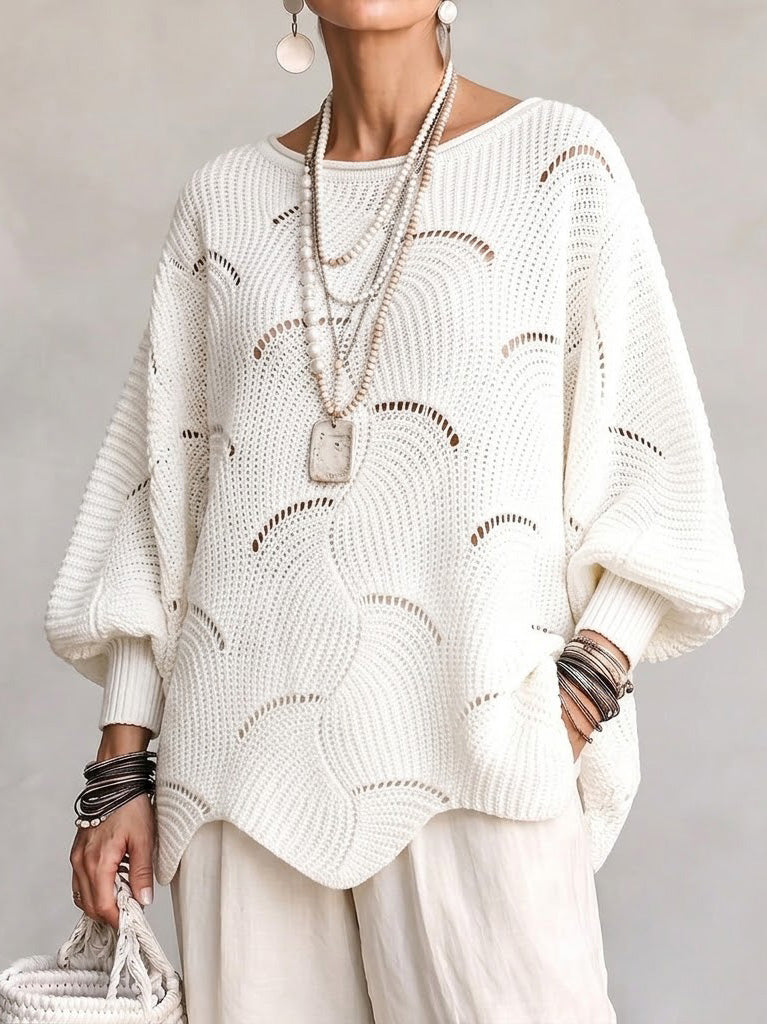 Mia | Wave Pattern Lantern Sleeve Top