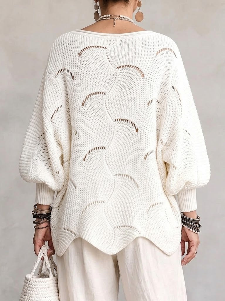 Mia | Wave Pattern Lantern Sleeve Top