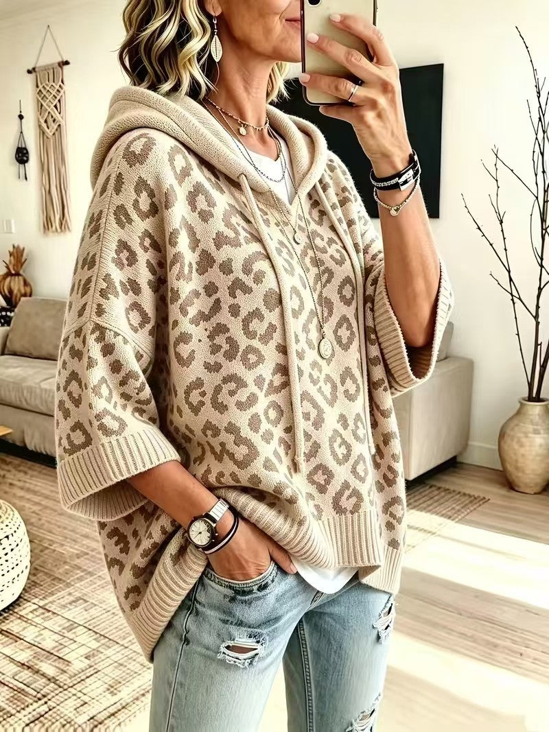 Maya™ | Comfortable And Casual Leopard-print Knitted Hoodie