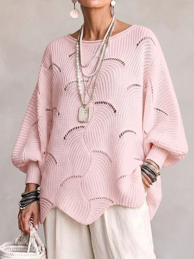 Mia | Wave Pattern Lantern Sleeve Top