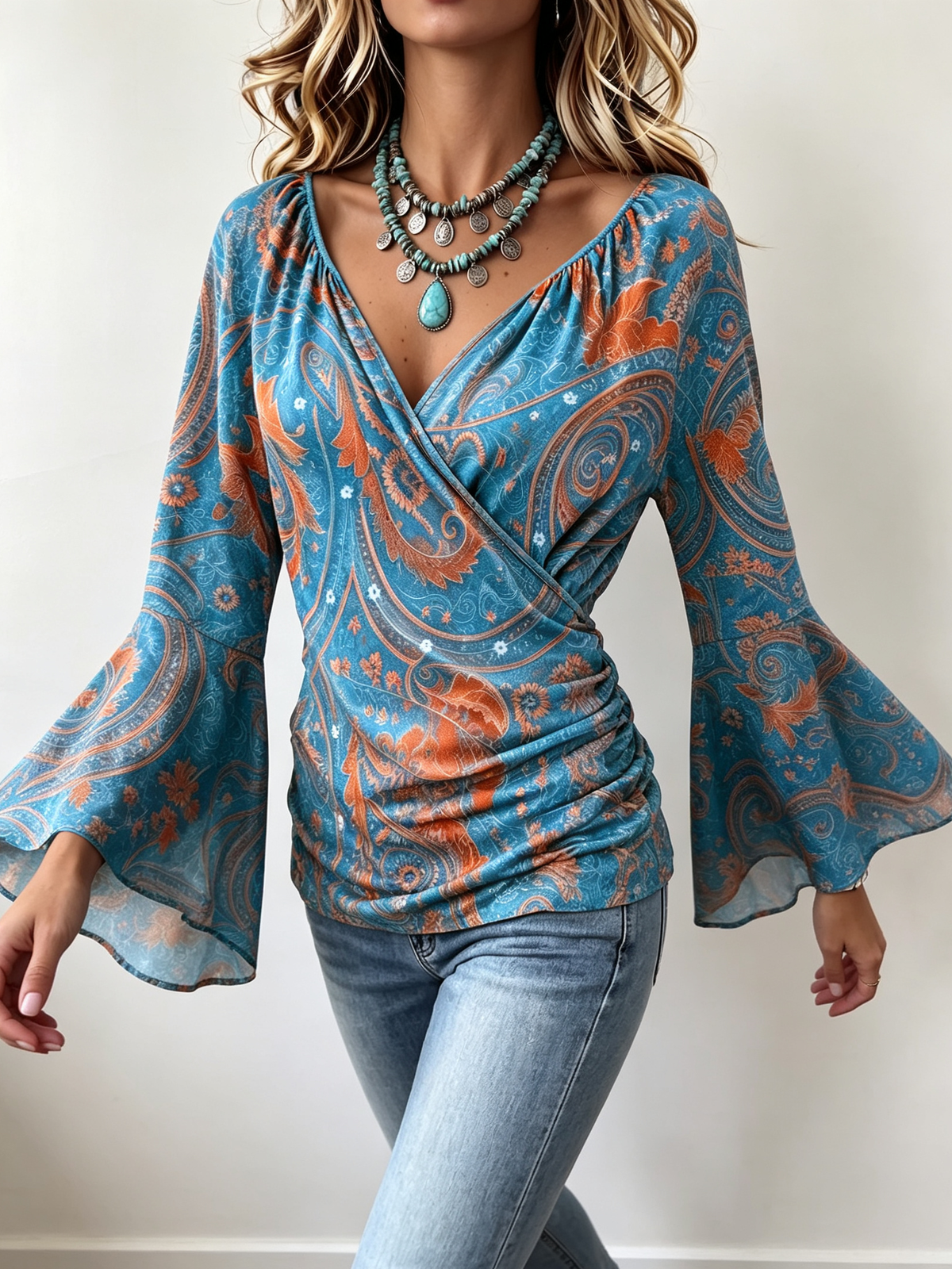 Ava | Bohemian Casual Bell Sleeves Blouse