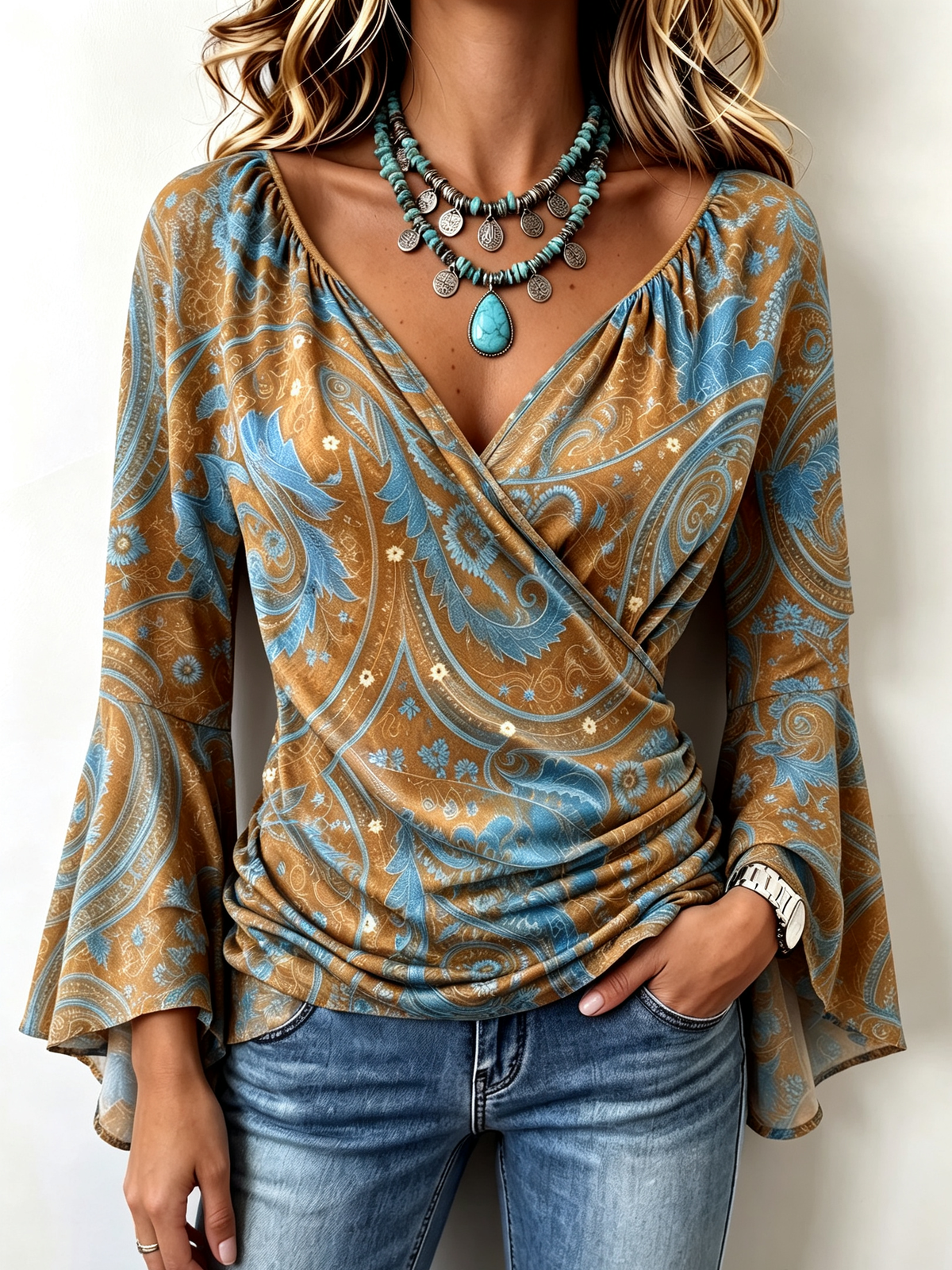 Ava | Bohemian Casual Bell Sleeves Blouse