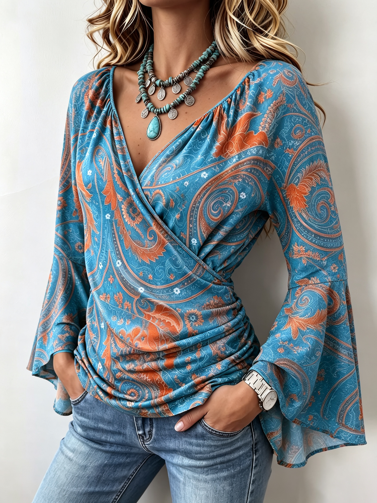 Ava | Bohemian Casual Bell Sleeves Blouse