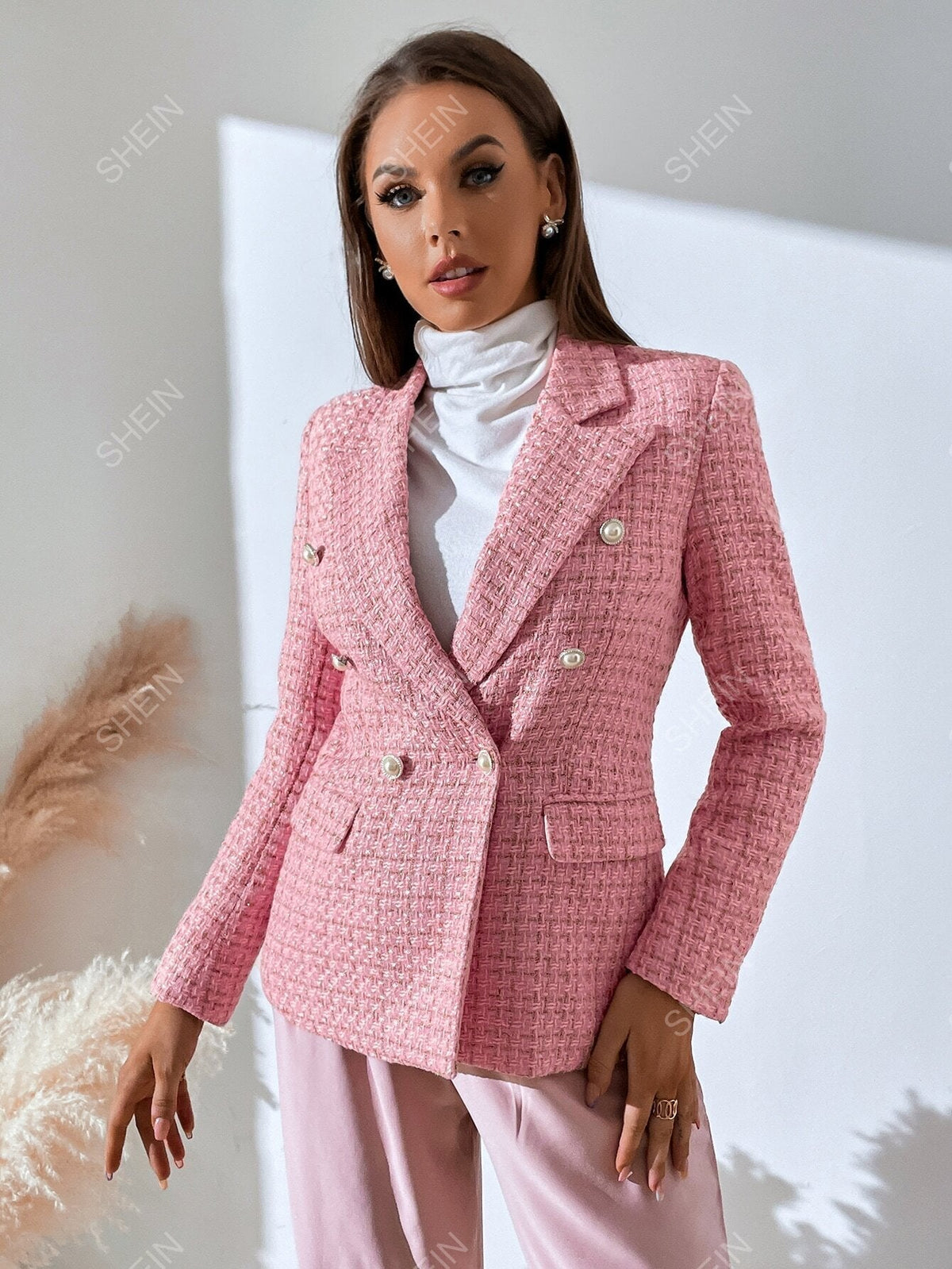 Zia | Tweed Plaid Breasted Blazer