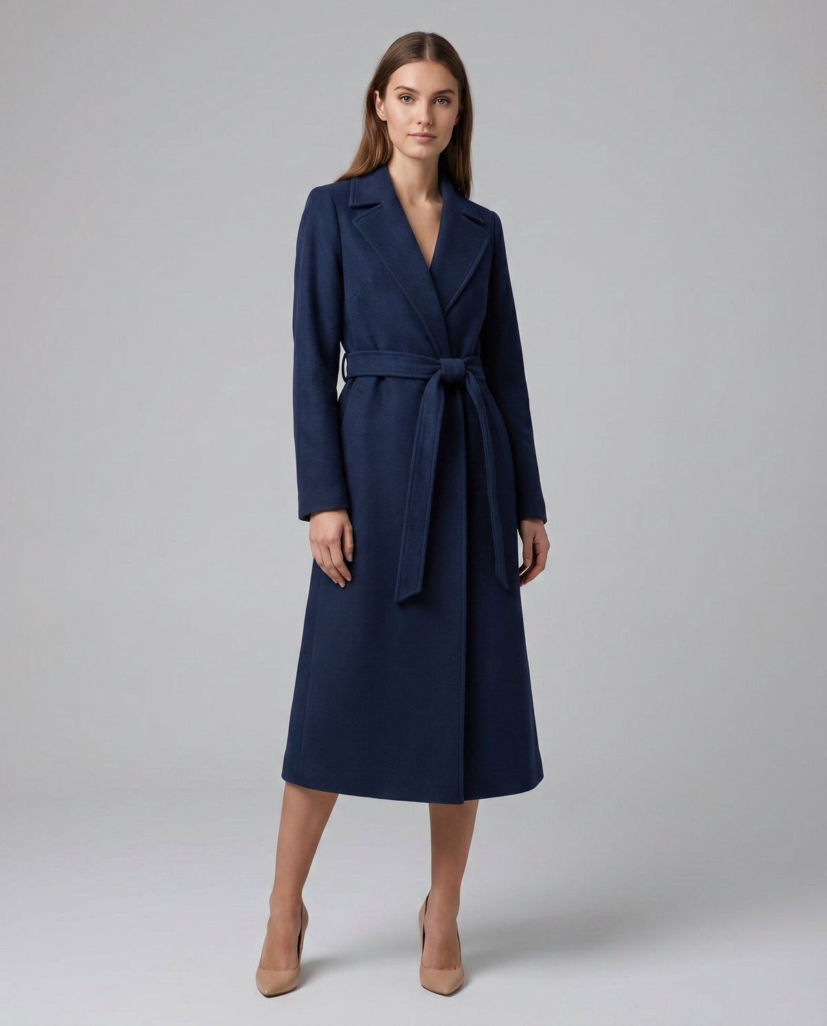 Josie | Long Belted Coat with Lapels