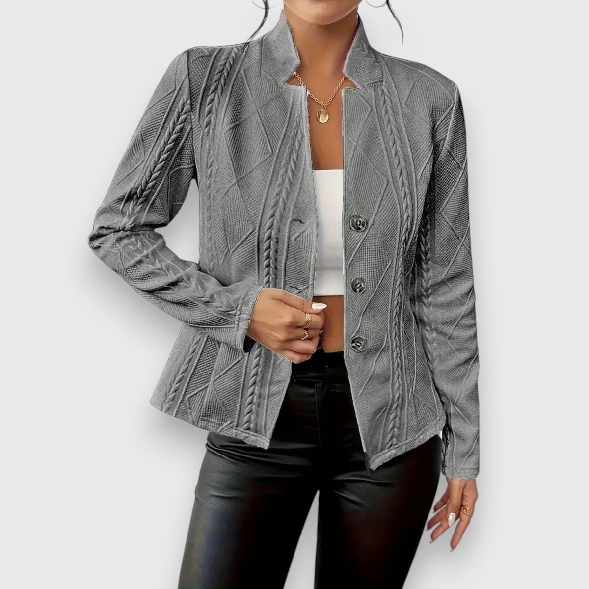 Loretta | Textured Button-Front Cardigan
