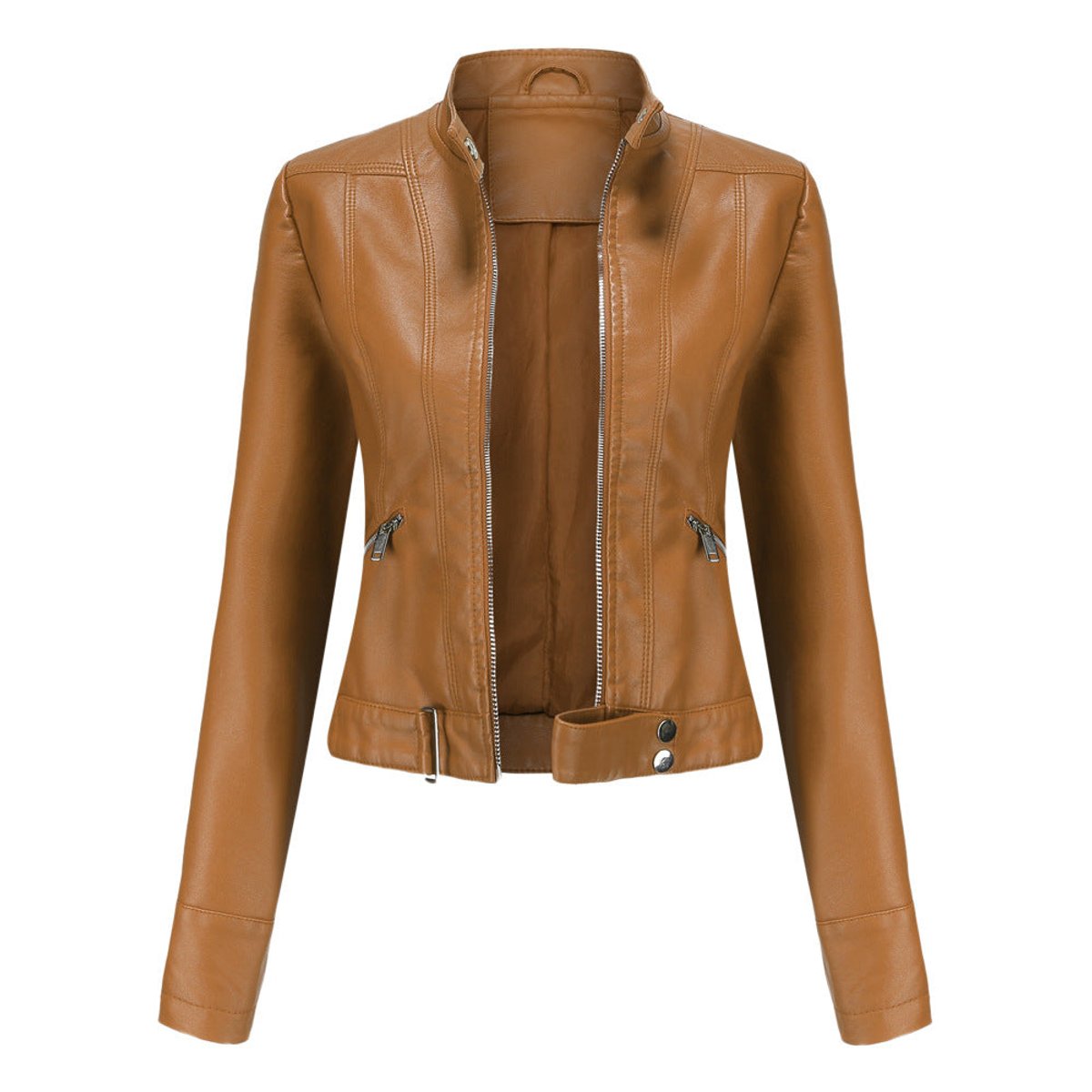 Linnea | Cropped Stand-Collar Moto Jacket
