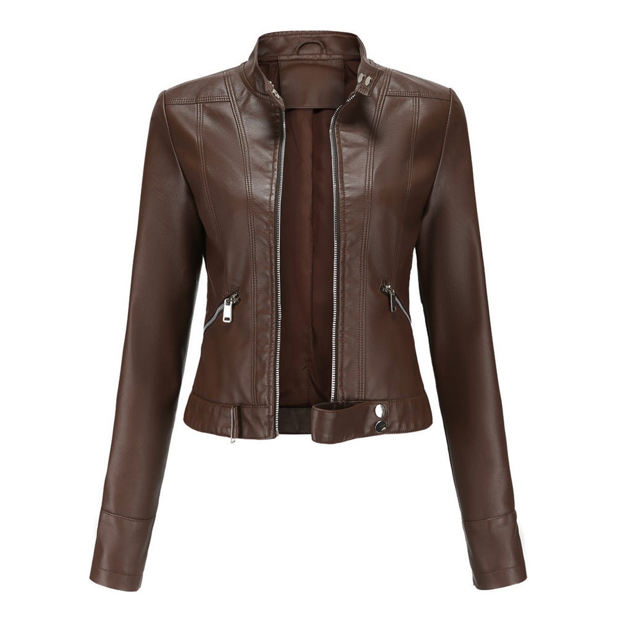 Linnea | Cropped Stand-Collar Moto Jacket