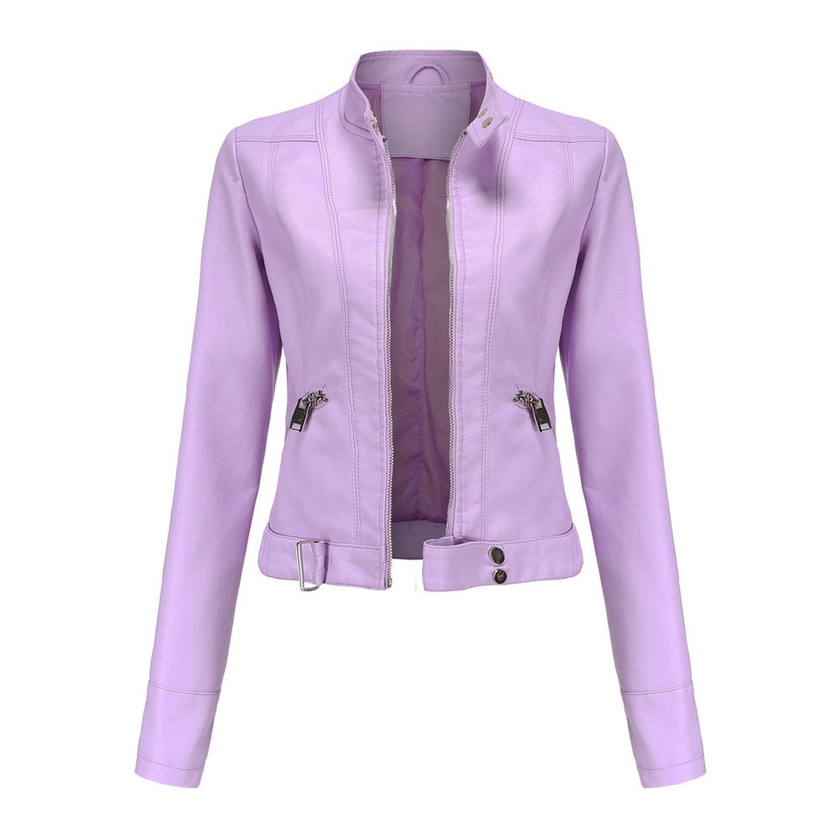 Linnea | Cropped Stand-Collar Moto Jacket