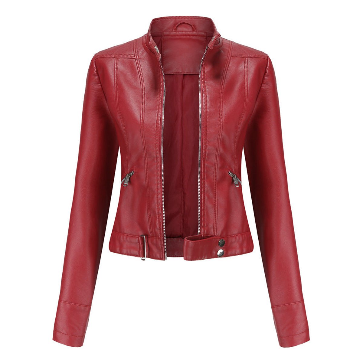 Linnea | Cropped Stand-Collar Moto Jacket