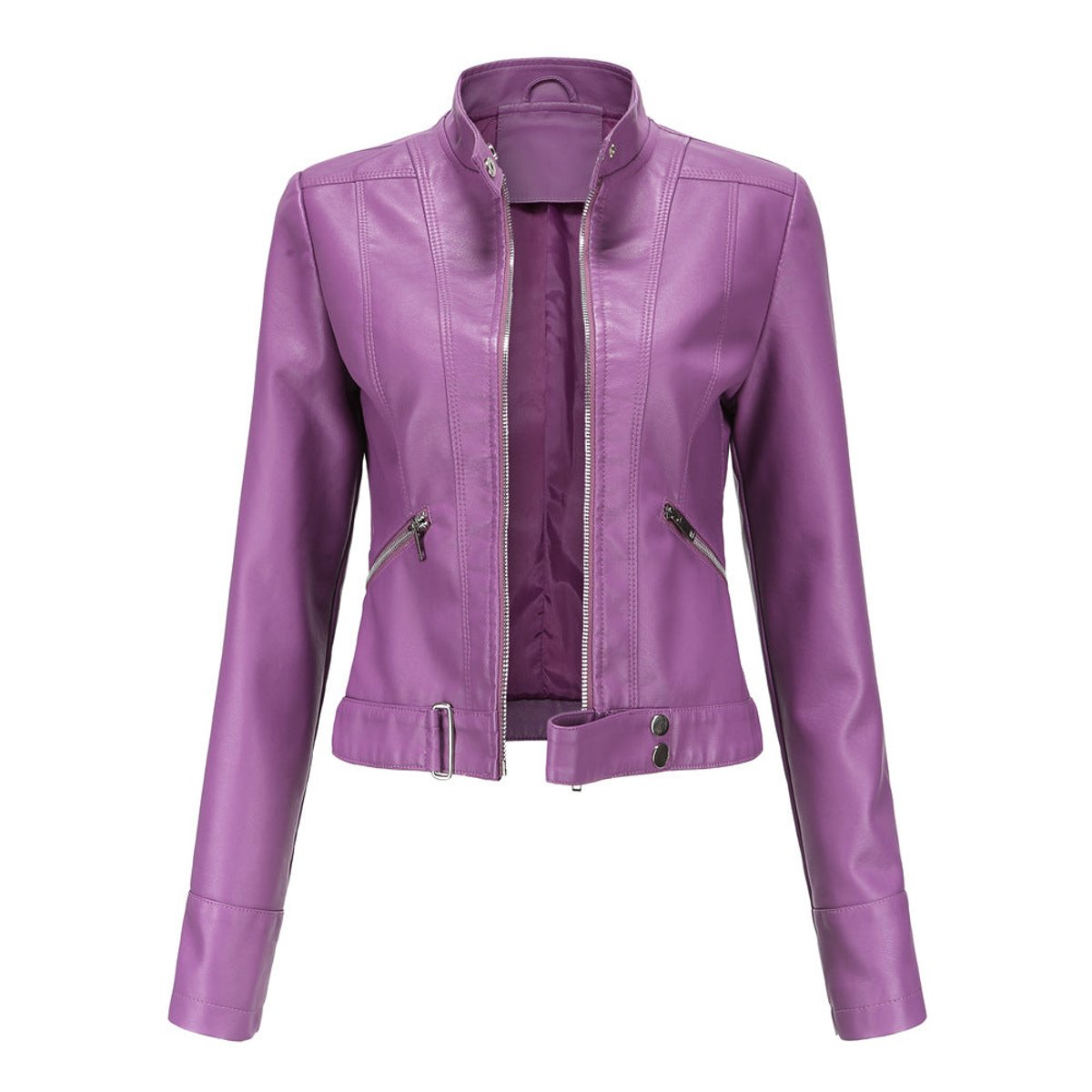 Leah | Short Moto Jacket with Stand Collar