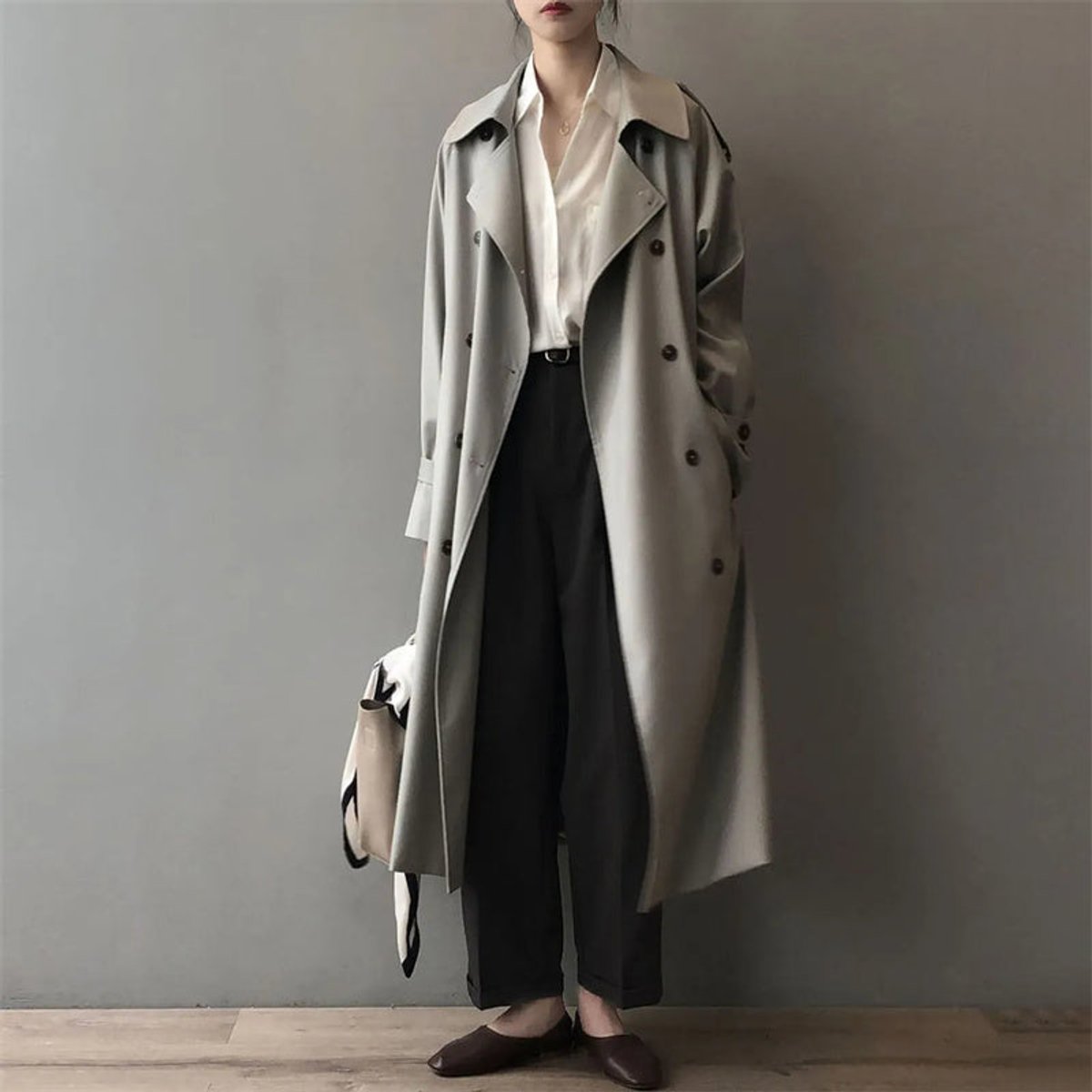 Catherine | Long Double-Breasted Belted Trench Coat