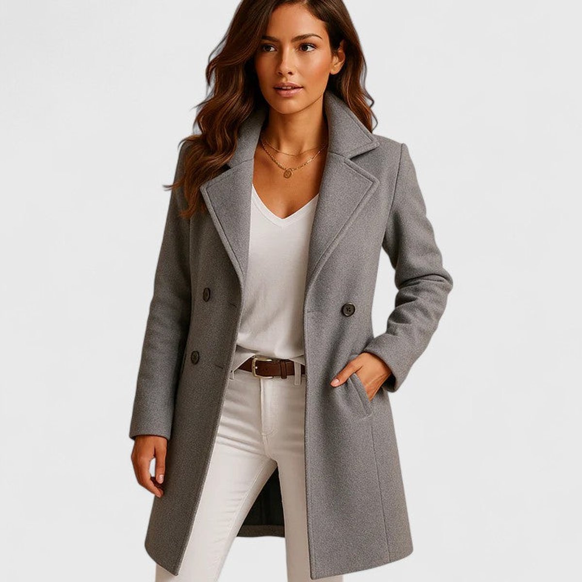 Blake | Long Fitted Coat with Notched Collar