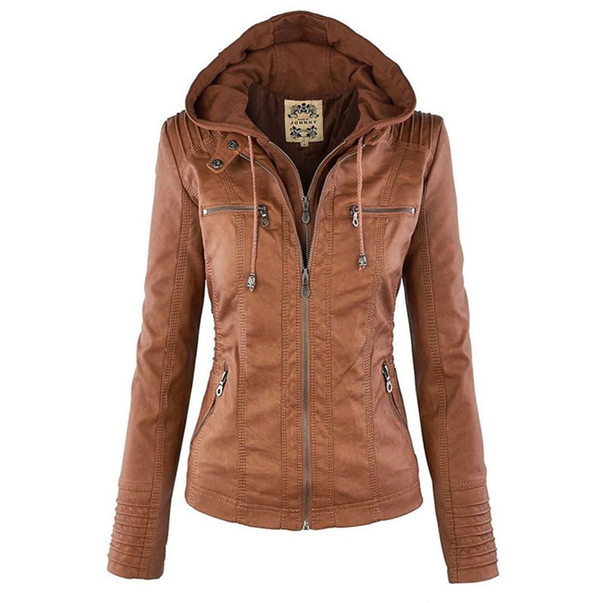 Lucinda | Hooded Moto Jacket with Removable Hood