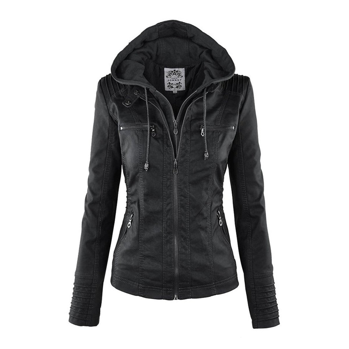 Lucinda | Hooded Moto Jacket with Removable Hood