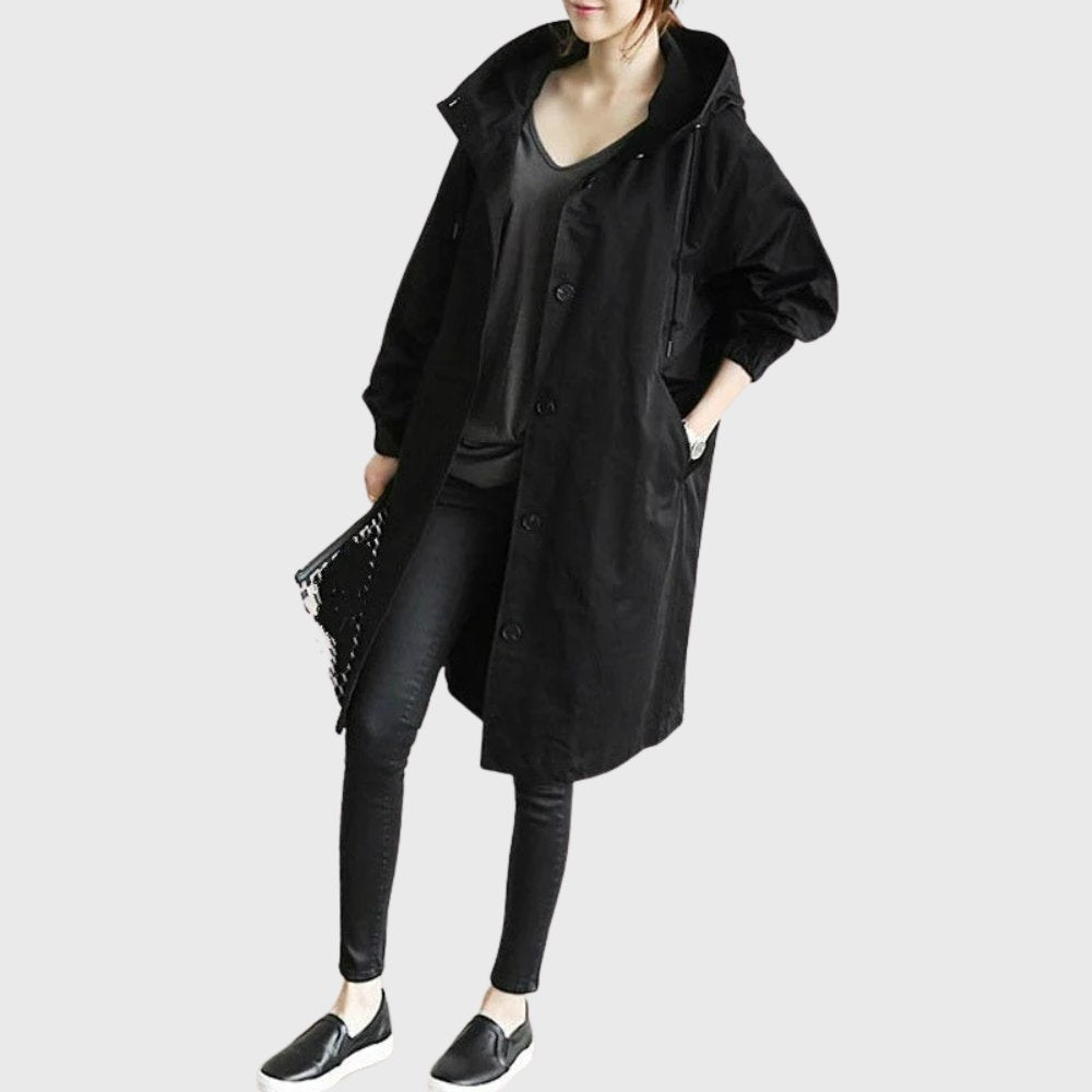Ruby | Long Relaxed Fit Hooded Trench Coat