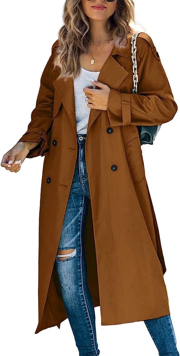 Julia | Long Crossed and Belted Trench Coat