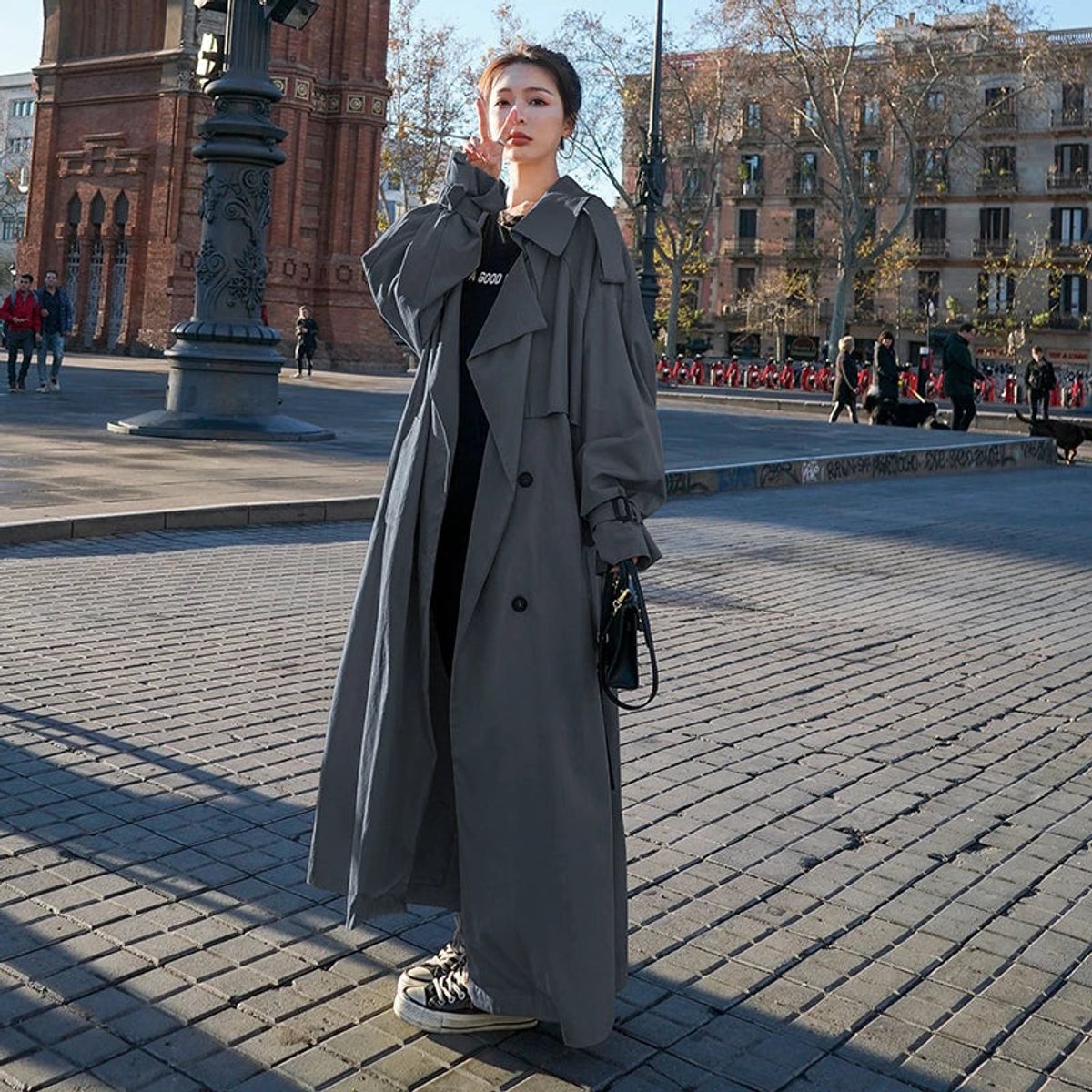 Lena | Long Oversized Crossed Trench Coat